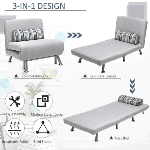 Rootz Adjustable Sofa - Folding Bed - Guest Bed - Sofa Bed - Folding Mattress - Gray - 75 X 70 X 75 Cm