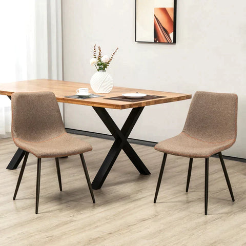 Rootz Dining Chairs - Velvet Look Dining Chairs - Scandinavian Design - Light Brown - 47.5W x 55.5D x 77.5H cm