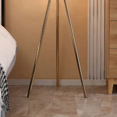 Rootz Floor Lamp - Tripod Floor Lamp - Modern Floor Lamp With E27 Socket - Living Room - Bedroom - Study - White + Gold - 53 cm x 53 cm x 144 cm