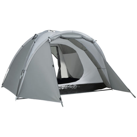 Rootz Tent - 2-3 Person Tent - Camping Tent - Fiberglass Door - With Zipper Mesh Window - Polyester Fabric/Mesh Fabric - Grey - 350L x 220W x 145H cm