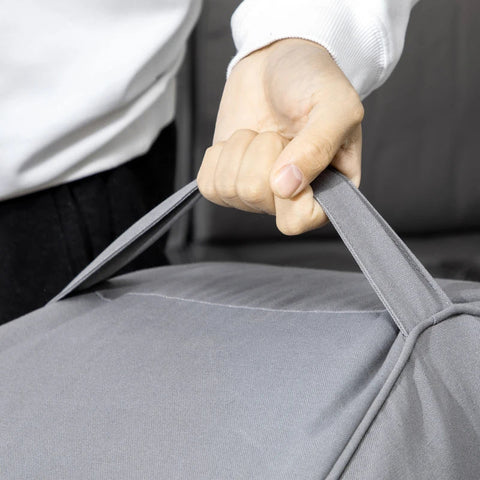 Rootz Hocker – Aufblasbarer Hocker – waschbarer Bezug – belastbar bis zu 150 kg – Dunkelgrau – 80 x 80 x 37 cm