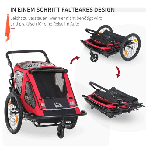 Rootz Bike Trailer - Children's Trailer - Child Bike Trailer - Foldable Bike Trailer - Child Transport Carrier - 160 x 83 x 96 cm