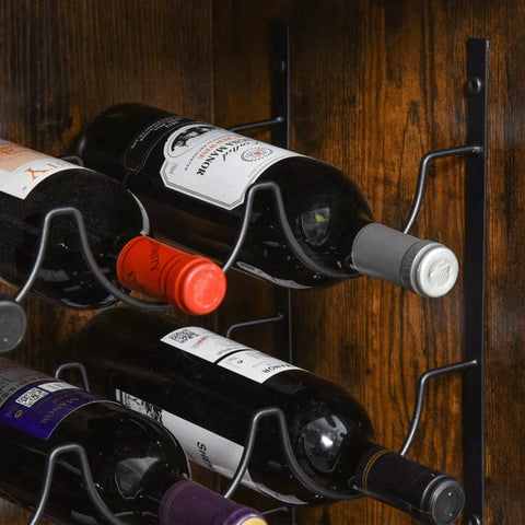 Rootz Wine Rack - Wine Cabinet - Bottle Rack - 2 Open Shelves - Glass Holder - Black/Brown 52 x 40 x 113 cm