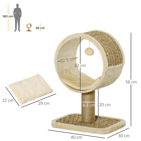 Rootz Scratching Post - Cat Tree - Cat Bed - Cat Scratching - Cat Play Trunk - Cat Climbing Tree - 40 x 30 x 56 cm