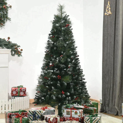 Rootz Weihnachtsbaum – Künstlicher Weihnachtsbaum – Tanne – Weihnachtsdekoration – 360 Zweige – PVC – Metall – Grün/Weiß – Ø50 x 150 cm