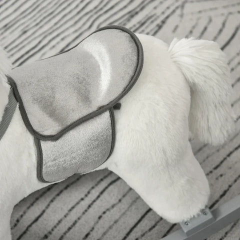 Rootz Rocking Horse - Children's Rocking Horse - Baby Rocking Animal - Toy Rocker - Animal Sounds Toy - White - 65 x 26 x 55 cm
