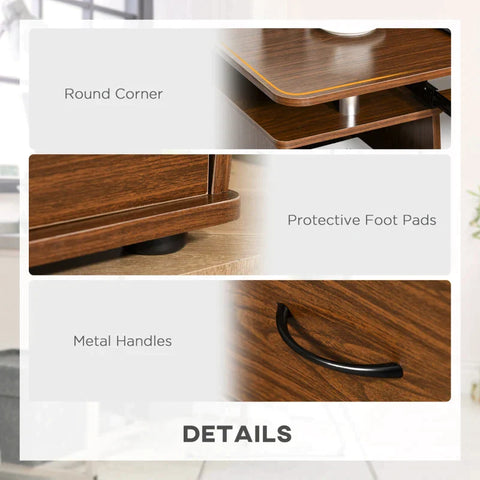 Rootz Computer Desk - Brown - Chipboard, Steel - 47.24 cm x 21.65 cm x 33.46 cm