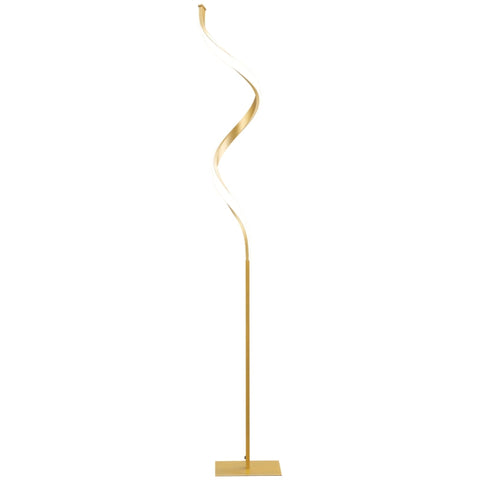 Rootz Vloerlamp - Spiraal Vloerlamp - Woonkamer Vloerlamp - Slaapkamer Vloerlamp - Voetschakelaar - Metaal - Goud - 20.5cm x 20.5cm x 147cm