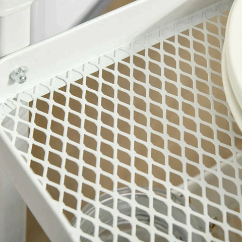 Rootz Kitchen Trolley - Trolley - With 3 Shelves And Side Panel - Steel/PP - White - 51.5 x 32 x 75.6 cm