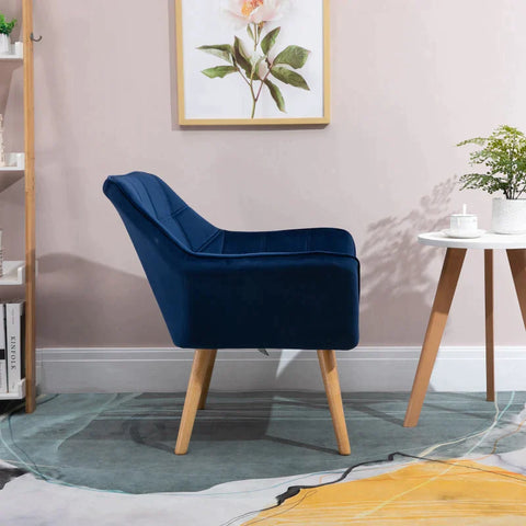 Rootz Fauteuil - Enkele Fauteuil - Vleugelstoel Met Fluweelachtige Hoes - Houten Poten - Huis - Slaapkamermeubels - Groen - 68,5 cm x 61 cm x 72,5 cm