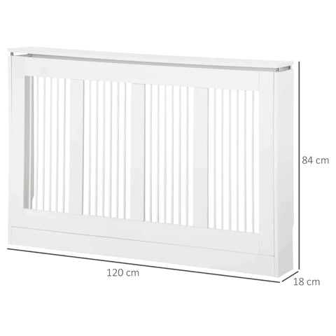 Rootz Radiatorhoes - Verwarmingshoes - Radiatorhoes - Voor Slaapkamer Woonkamer - MDF/Staal - Wit - 120 x 18 x 84 cm