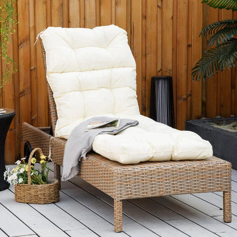 Rootz Outdoor Seat Cushion - Lounger Pad - Lounger Pad - Sun Lounger Pad - Garden Lounger Pad - Polyester/PP Cotton - Cream-white - 200 x 60 x 13 cm