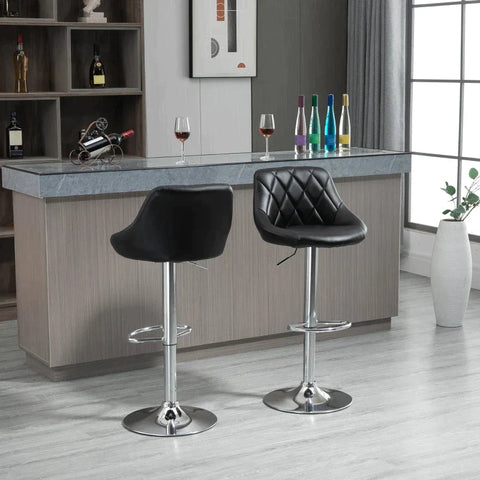 Rootz Barkruk - Barkruk Set - Krukken - Krukken Hoogte Verstelbaar - Zwart - 46,5 x 48 x 84,5-106,5 cm