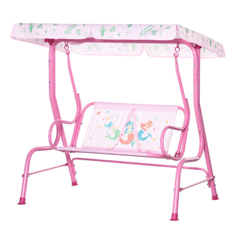 Rootz Kinderhängematte – 2-Sitzer-Babyschaukel mit verstellbarem Schiebedach – Gartenschaukel – Metall – Rosa – 110 x 74 x 113 cm