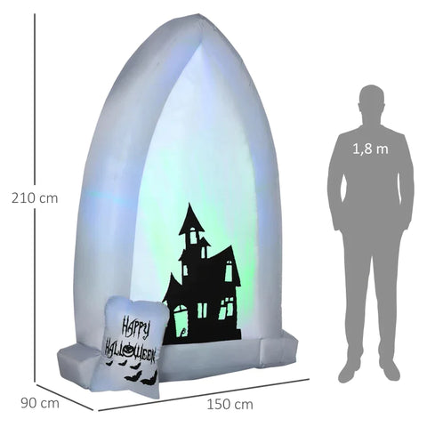 Rootz Gravestone - Inflatable Garden Decoration - Halloween Decoration With Light Projection And Blower - 1.50 x 0.90 x 2.10 m