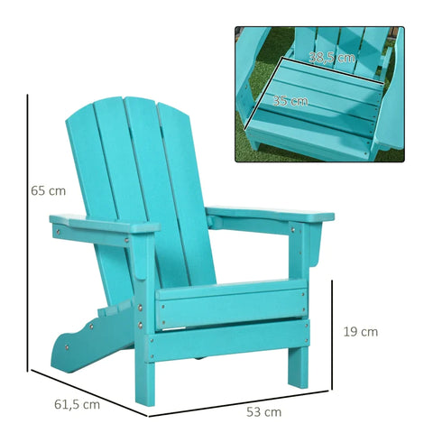 Rootz Garden Chair - for Children 3-8 Years - Wide Seat - High Back - Weatherproof - Teal - 61.5 x 53 x 65 cm