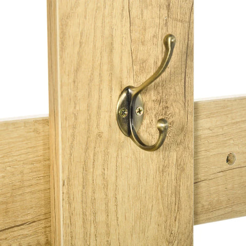 Rootz 3 Pcs. Wardrobe - With Mirror - 6 Double Hooks - Two Shoe Cabinets - Seat - Wood Look + White - 104 x 35 x 64 cm