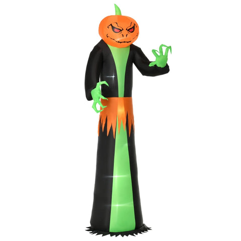 Rootz Halloween Ghost - Inflatable Halloween Pumpkin - Pumpkin Ghost - With LED Lights - Green/Yellow/Black - 100cm x 96cm x 270cm
