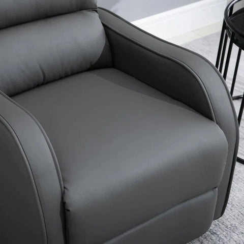 Rootz Relax Chair - Footrest - Recliner Chair - Fold-out Footrest -  Living Room Or Office - Faux Leather - Dark Gray - 89L x 65W x 100H cm