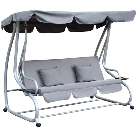 Rootz Hollywood Swing - Swing Chair - Garden Swing - Hammock Swing - 3-seater - Grey - 200x120x164cm