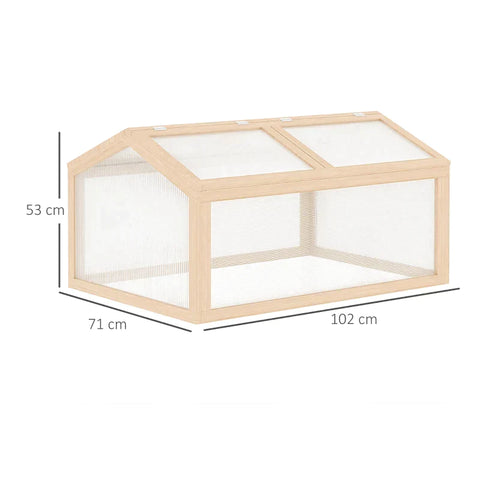 Rootz Broeikas - Plantbed Met Deksel - Kas Kader - Hout En Polycarbonaat - Weerbestendig - Naturel - 102 x 71 x 53 cm