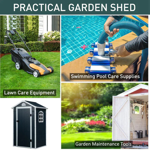 Rootz Tool Shed - Garden Shed - Tool Shed - Ventilation Window - Pent Roof - Metal - Grey - 134 x 104 x 204 cm