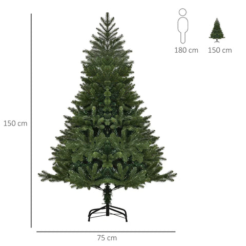 Rootz Christmas Tree - Artificial Christmas Tree - Christmas Decorations - PVC - PE Metal - Green - Ø75 x 150 cm