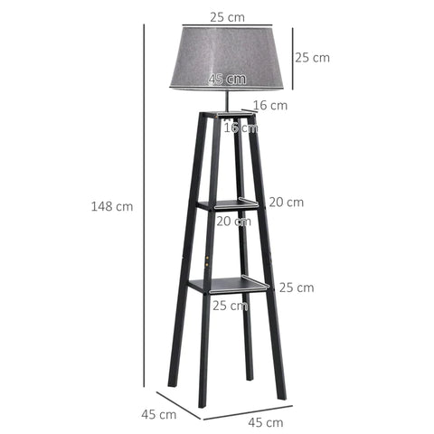 Rootz Floor Lamp - Living Room Lamp - Bedroom Lamp - Office Lamp - Gray/Black