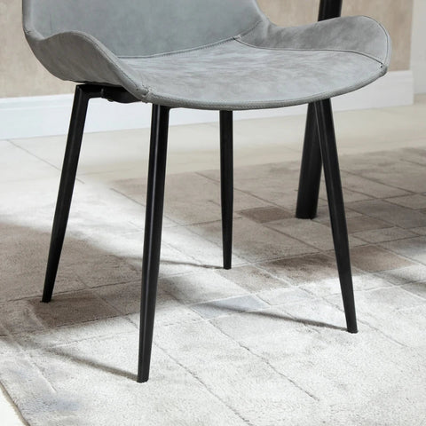 Rootz Dining Chair - Modern Kitchen Chair With Backrest - Metal Legs For Reception - Living Room Chair - Faux Leather - Grey - 51.5 x 59 x 82 cm