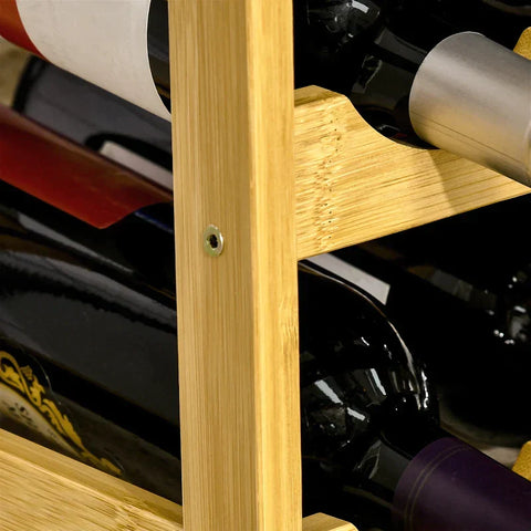 Rootz Wine Rack - Bamboo 16 Wine Bottle Wine Rack - 4 Shelves - Natural - 43cm x 23.5cm x 38cm