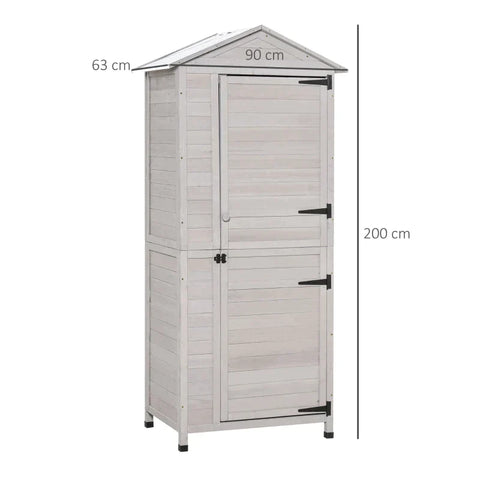 Rootz Garden Shed - Garden Storage Shed - Garden Cabinet - Tool Shed - Garden Tool Shed - Light Gray - 90 x 63 x 200 cm