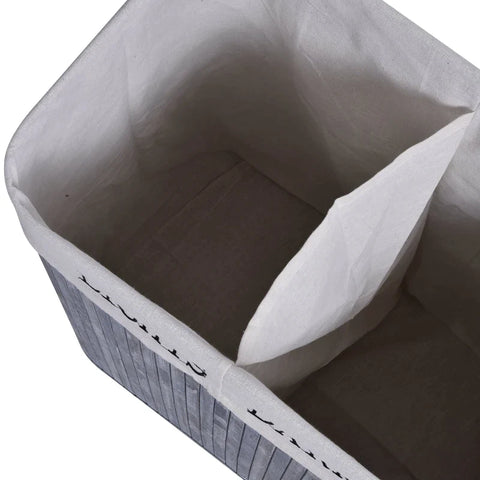Rootz Laundry Basket - Laundry Box - Laundry Hamper With Lid - Canvas Bag With Washable Laundry Bag - Handles - Canvas + Bamboo - Gray - 100L 52 x 32 x 63 cm