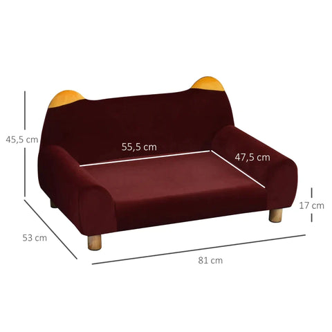 Rootz Pet Sofa - Dog Sofa - Cover Pet - Wooden Legs - Dog Bed - Cat Sofa - 81 x 53 x 45.5 cm