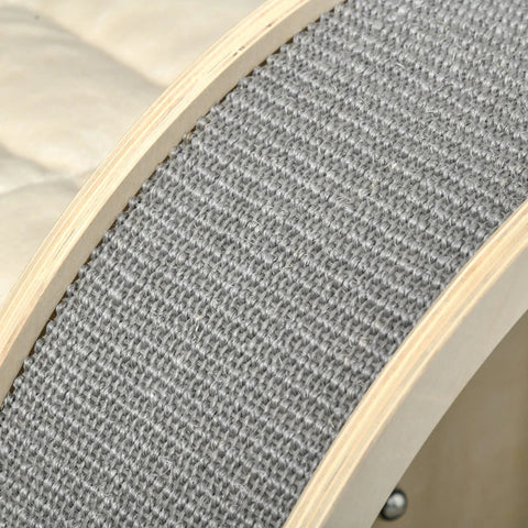 Rootz Scratching Post - Cat Tree - Climbing Tree - With Cat Cave - Sisal Posts - Play Balls - Multi-layer Board/Sisal/Plush - Natural/Cream/White - 59.5 x 45 x 91 cm