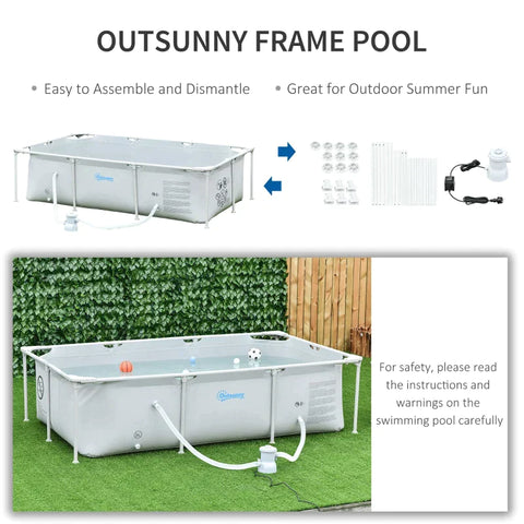 Rootz Frame Pool - Frame Swimming Pool - Swimming Pool - Pool - Gray - 252 x 152 x 65 cm