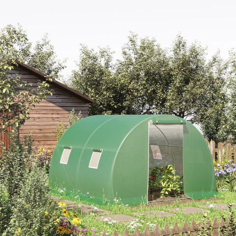 Rootz Greenhouse - Polykas - Inloop Poly Tunnel - Met 4 Ramen - Vorstbeveiliging - Donkergroen - 3L x 3B x 2H m
