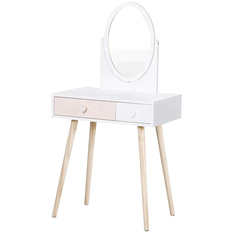 Rootz Kinderkaptafel - Cosmeticatafel - Kaptafel - 2 Laden - Hout - Wit - 69 x 49 x 136 cm