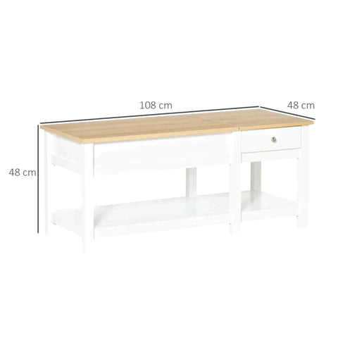 Rootz Elevating Coffee Table - Coffee Table - Storage Compartments - Living Room - Bedroom - 108 cm x 48 cm x 48 cm