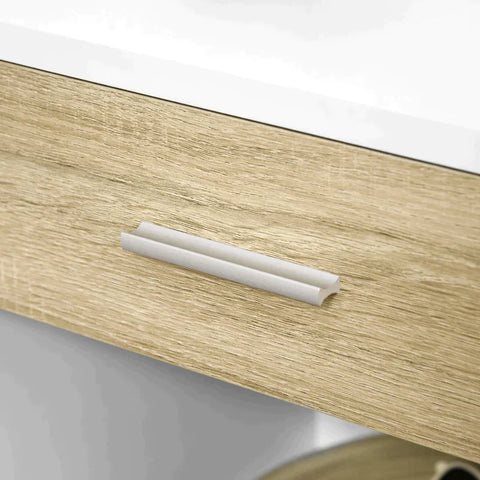 Rootz Bedside Table - Side Table - With Drawer - In Wood Look - Chipboard - White - 47.5 x 40 x 45cm