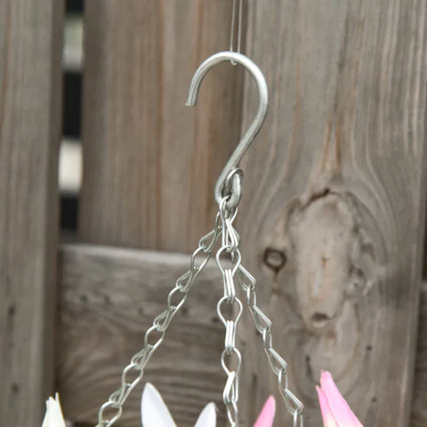 Rootz Clematis Florida Thunb - 2 Artificial Clematis Flowers - Artificial Plants Hanging - Plant Clematis In A Pot - With Hooks Decoration - Pink/Green - 30 x 30 x 32 cm