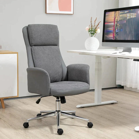 Rootz Office Chair - Desk Chair - Steel+ Faux Leather - Grey - 65 x 72 x 118cm