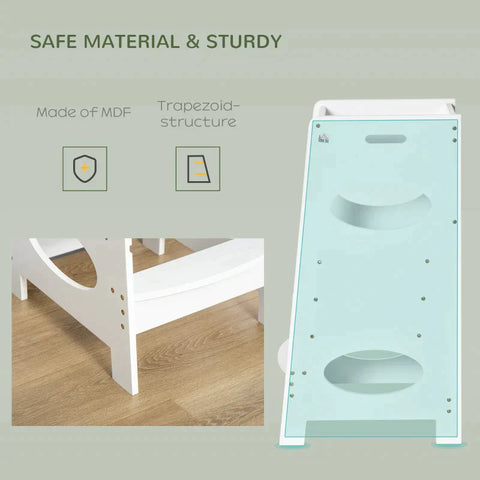 Rootz Kids Step Stool - Kids Learning Tower - Step Stool - Stool Standing - White - 40 x 50 x 90 cm