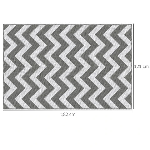 Rootz Outdoor Rug - Waterproof - Double Sided Design - High Quality Synthetic Fiber - Light Gray + White - 121 x 182 cm