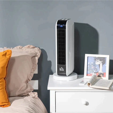 Rootz Heater - Heater Fan - 2000W Electric Heater - Ceramic Heating Tower with Remote Control  - Oscillation Heater - White - Ø18 x 44H cm