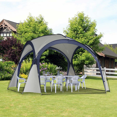 Rootz Camping Tent - Garden Tent - Party Tent - Gazebo Party Tent - Cream/Blue - 3.5x3.5m