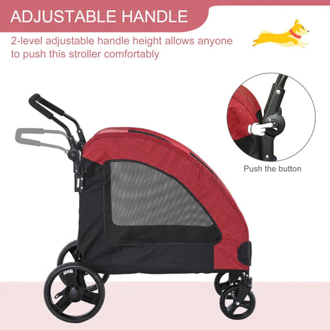 Rootz Pet Trolley - Pet Stroller - Pet Buggy - Dog Buggy - Dog Trailer - Pet Trailer - Red/Black - 98x82x110 cm