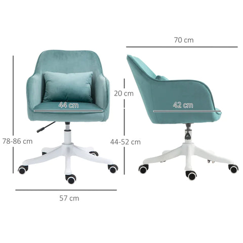 Rootz Massage Office Chair - In Velvet Look - With Vibration Function - Green - 55 cm x 65 cm x 86 cm
