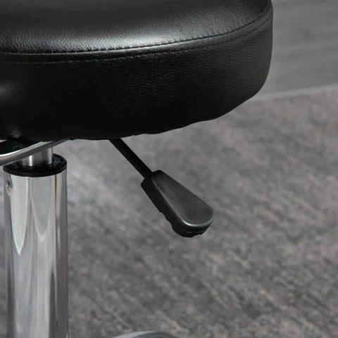 Rootz Saloon Stools - Set Of 2 Work Stools - Work Stools - Stools - With Backrest - Height-adjustable - Faux Leather/Foam/Steel - Black - 48 x 48 x 77-92 cm