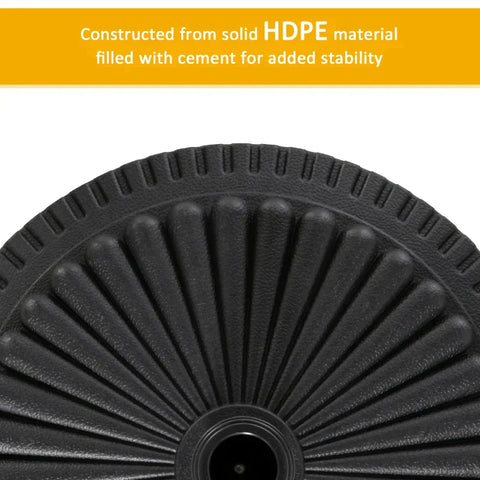 Rootz Parasol Stand - 14 Kg Parasol Stand For Parasol - Round Parasol Poles - Parasol Base For Garden - Balcony - Cement - Black - Ø49 x 32H cm