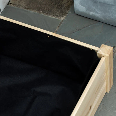 Rootz Verhoogd bed - 2 plantvakken - binnenvoering van fleece - weerbestendig - massief hout - 244 cm x 61,5 cm x 27 cm